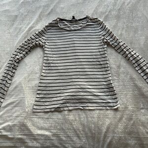 Banana Republic Black and Gray Striped Long Sleeve Top